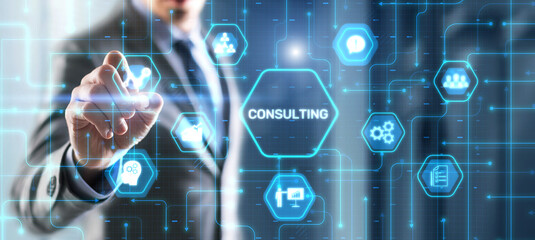 Icon Business consulting concept on the virtual screen