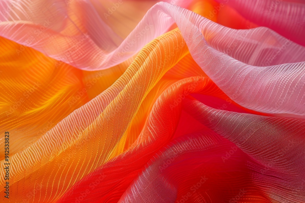 Poster flowing chiffon fabric with a colorful gradient creating an abstract background
