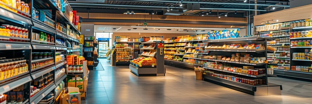 A supermarket with lots of goods on the shelves