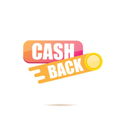 vector cash back icon with golden coin isolated on white background. cashback or money refund label or logo
