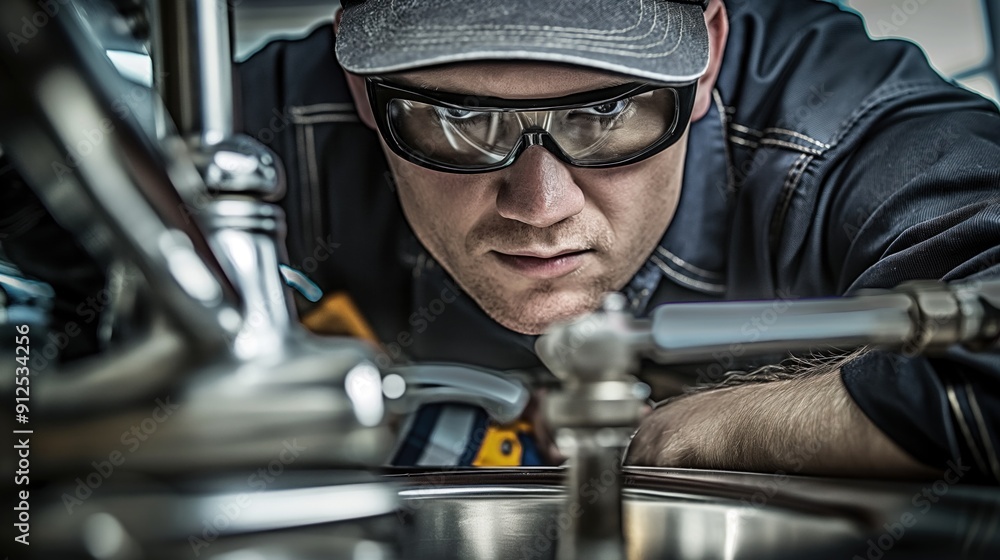 Poster plumber fixing a sink in a home, emphasizing practical skills and problem-solving
