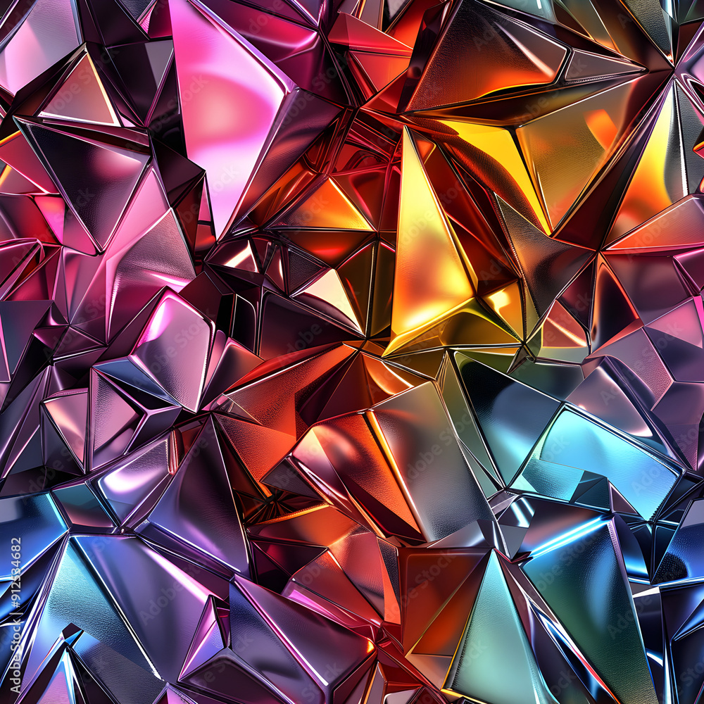 Aufkleber Abstract background forming a colorful pattern with metallic geometric shapes