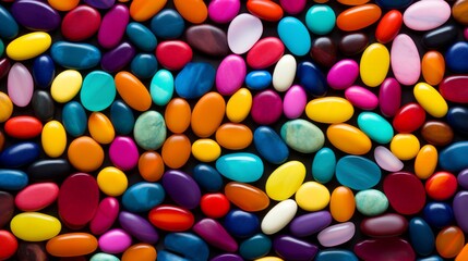 Fototapeta premium Vibrant pills and capsules creating colorful backdrop