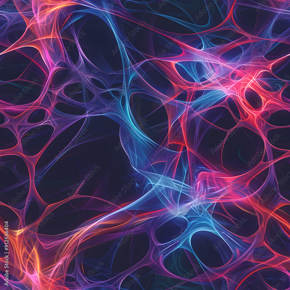 Poster abstract pattern of glowing lines creating a network on dark background