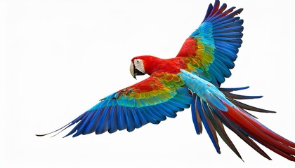 Fototapeta premium PNG of a colorful parrot in mid-flight.