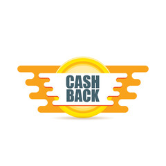 vector cash back icon with golden coin isolated on white background. cashback or money refund label or logo