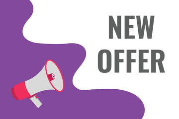 new offer button, banner, label, template for website. new offer text with colorful megaphone icon

