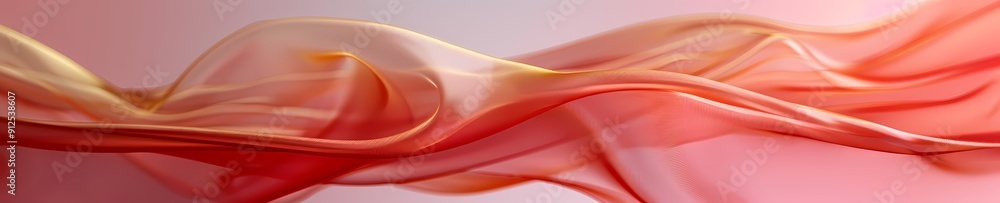 Poster abstract red and yellow wave pattern with soft flowing lines.