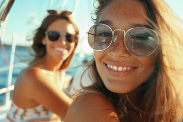 Luxury boat yacht shop cruise liner traveling through sea ocean teal water, Generative AI