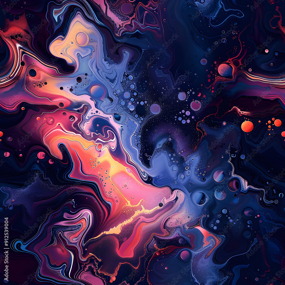 Fototapete colorful abstract pattern background with swirls and bubbles