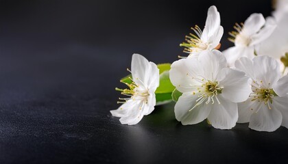 Blossoms of Comfort: White Flowers on Dark Background

