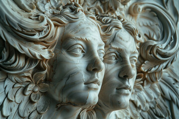 3D relief woman and flowers background wallpaper generative ai