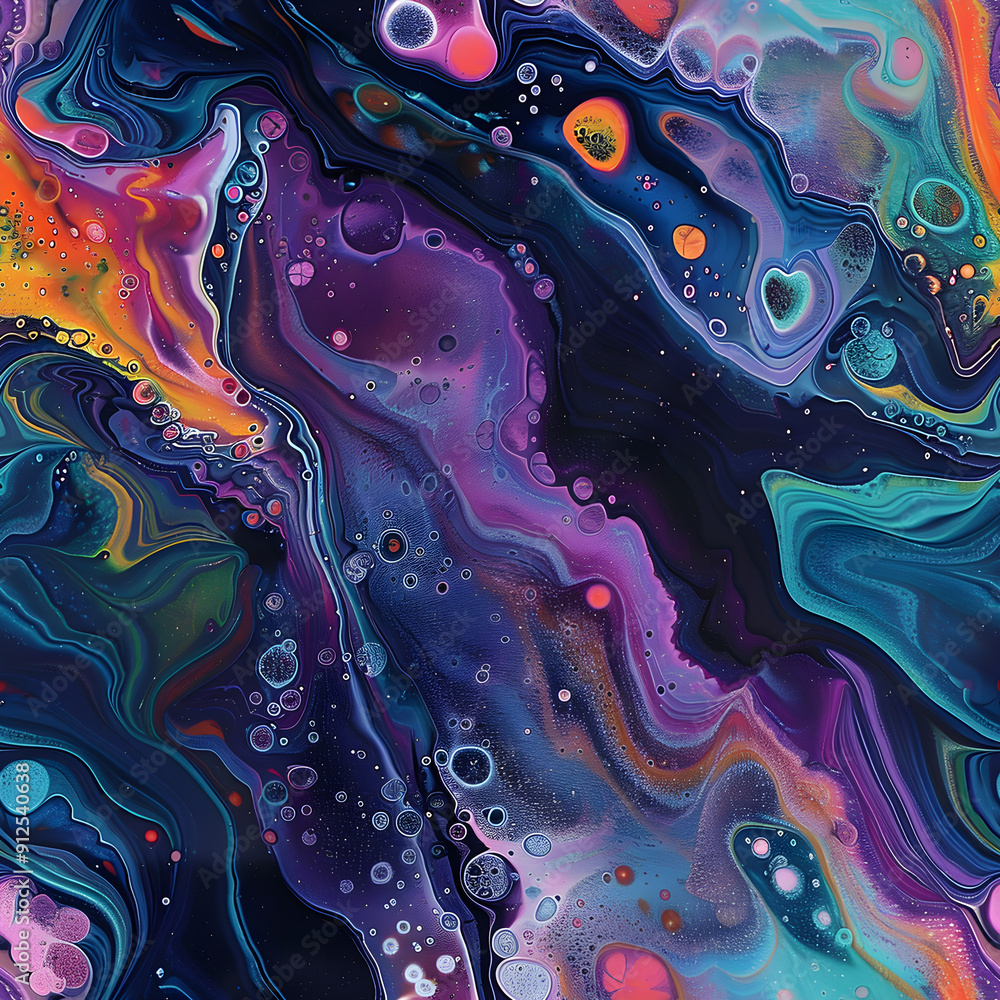Poster abstract acrylic painting creating colorful pattern on canvas