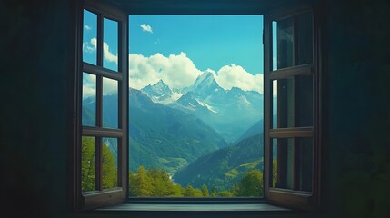 beautiful mountain view from inside the house
