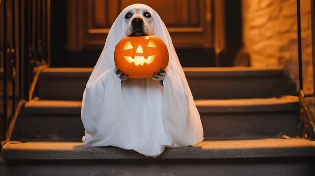 halloween ghost dog trick or treat