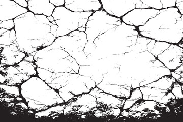 Grunge Stone Texture with Cracks, Veins, and Chips – Black Vector Background