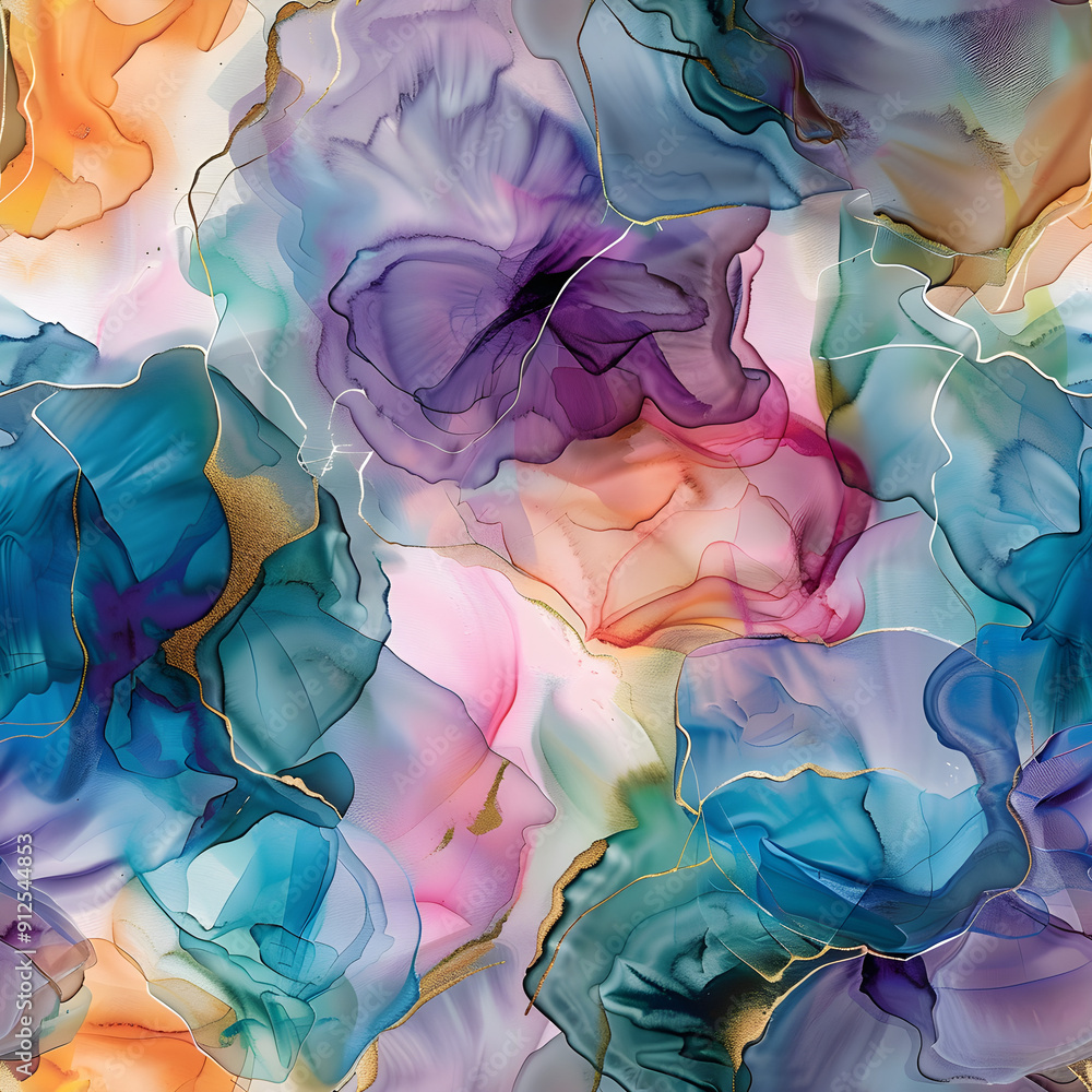 Fototapete abstract colorful alcohol ink pattern creating artistic background
