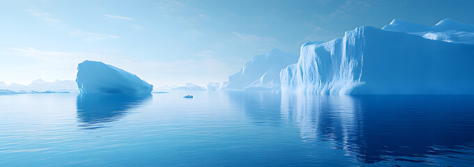 A mammoth iceberg floating in tranquil ocean waters.