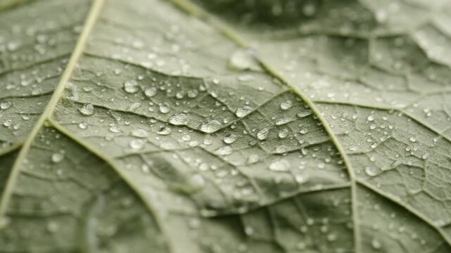 Cell structure view of leaf surface with water drops showing plant Cells for education. Green fresh leaf in macro shot background. Bright leaves of plant or tree with texture. Nature concept