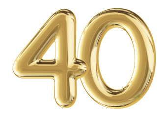 Gold 3D Number 40