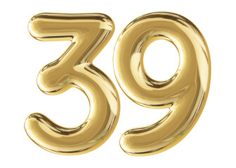 Obraz premium Gold 3D Number 39