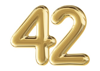 Gold 3D Number 42