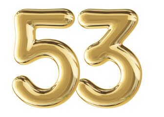 Gold 3D Number 53