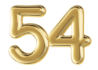 Gold 3D Number 54