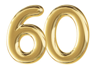 Gold 3D Number 60