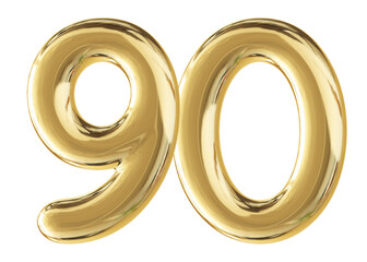 Gold 3D Number 90