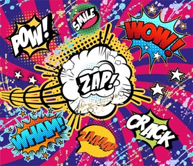 Comic cartoon wallpaper. Retro, vintage elements. 