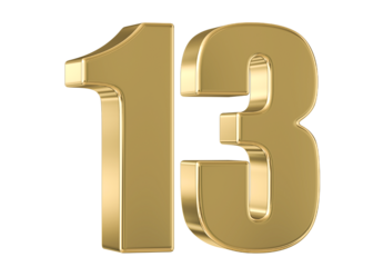 Gold 3D Number 13