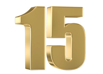 Gold 3D Number 15