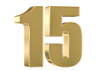 Gold 3D Number 15