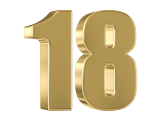 Gold 3D Number 18