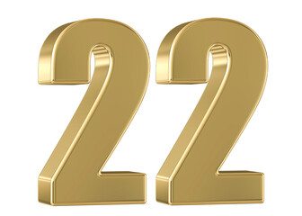 Gold 3D Number 22