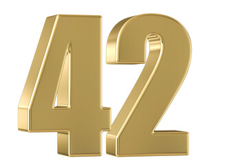 Gold 3D Number 42