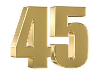 Gold 3D Number 45