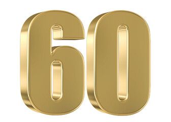 Gold 3D Number 60