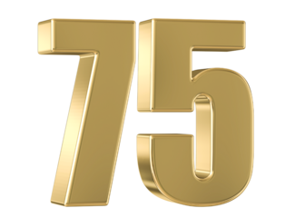 Gold 3D Number 75