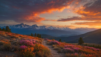 sunset in the mountains