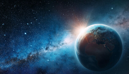 Majestic planet Earth and starry galaxy. Astronomy and astrology.