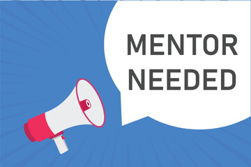 mentor needed button, banner, label, template for website. mentor needed text with colorful megaphone icon
