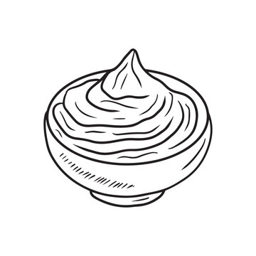 bowl of whipped cream sketch clip art preview