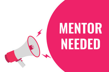 mentor needed button, banner, label, template for website. mentor needed text with colorful megaphone icon
