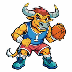 cartoon vector basketball maskot bull