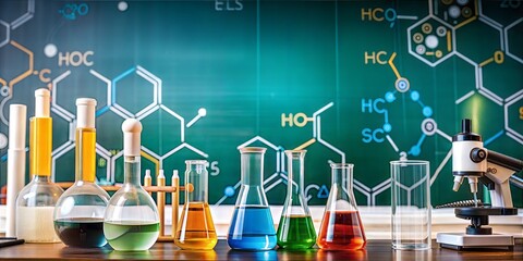 Educational Science Fair Banner with Lab Equipment