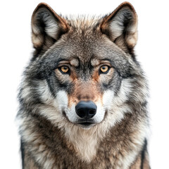 Obraz premium Gray Wolf Portrait Isolated on White Background