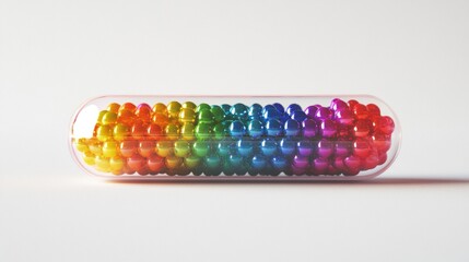 A colorful ball of beads is inside a clear tube