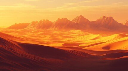 Obraz premium A desert landscape with mountains in the background